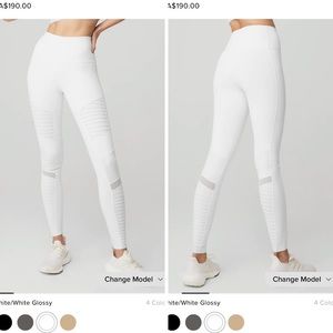 Alo Yoga white moto leggings